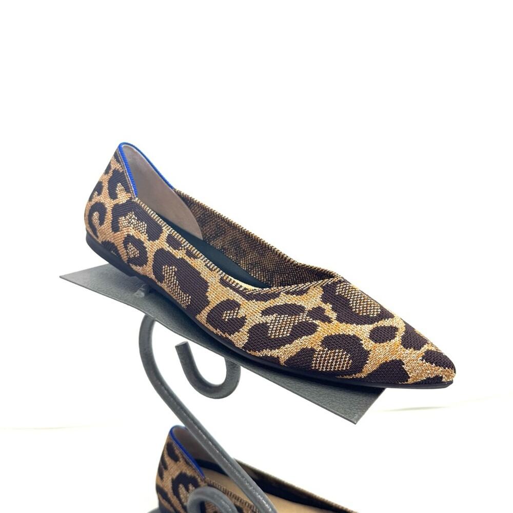 Rothys The Point Brown & Tan Leopard Animal Print Flats Shoes Size 9